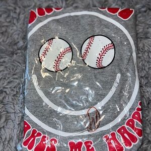 “Baseball Makes Me Happy” Girlie Girl Originals Tee